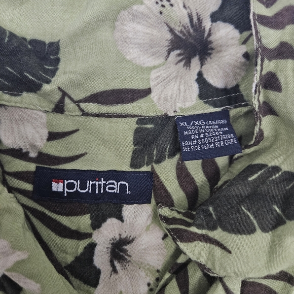 Puritan Mens Hawaiian Tropical Floral Pattern short sleeve button up shirt XL - Picture 5 of 7